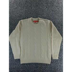 JACK THREADS Cream Cable Knit Crewneck Sweater Size Small‎ Zipper Detail